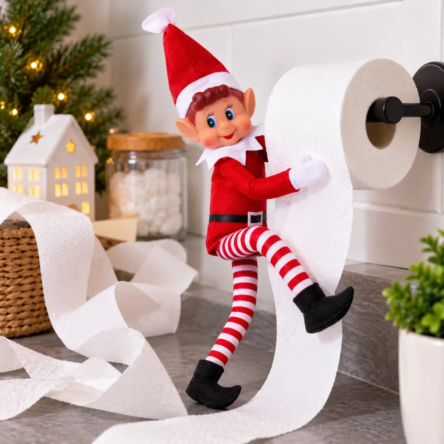 Lutin garçon surpris avec du papier toilette, illustration générée par IA